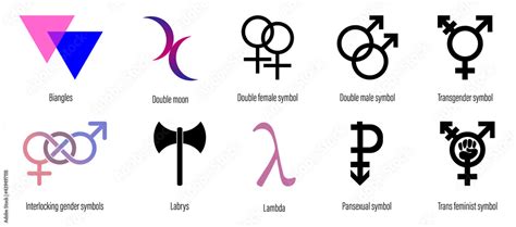 LGBT Symbols Meaning: Labrys, Double Moon, Biangles.